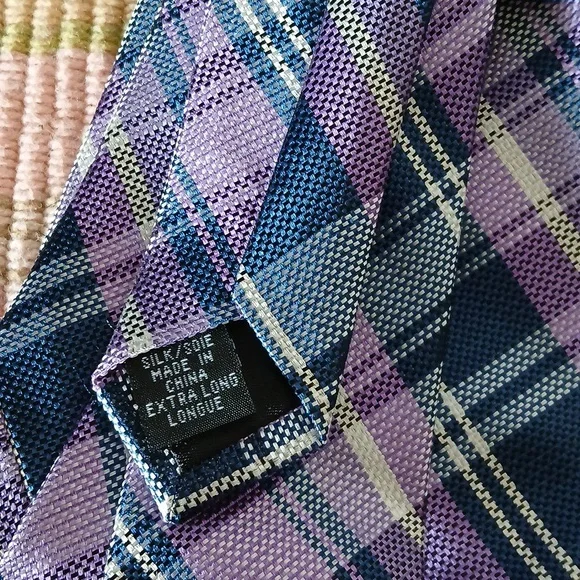 Calvin Klein Purple Plaid Men's Tie - Picture 4 of 4